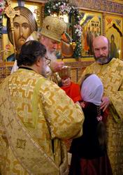 Святейший Патриарх совершил освящение храма московского подворья Соловецкого монастыря. Фото Службы коммуникации ОВЦС МП. Официальный сайт Русской Православной Церкви /