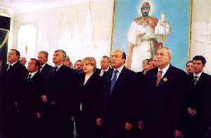 На церомонии награждения памятными знаками 'В ознаменование 700-летия со дня преставления святого благоверного князя Даниила Московского'. Фото Службы коммуникации ОВЦС МП. Официальный сайт Русской Православной Церкви /