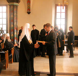 On 30 September 2003 His Holiness Patriarch Alexy II of Moscow and All Russia met with the vice-mayor of the capital of Estonia Toomas Vitsut.  Foto: DECR MP Communication service. The Official site of the Russian Orthodox Church http://www.mospat.ru