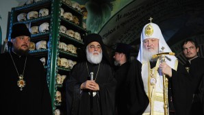Patriarch Kirill says prayer for the dead at the Russian Monastery of St. Panteleimon on Mount Athos