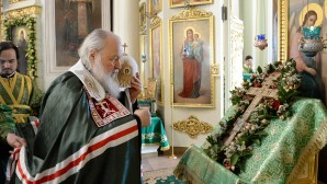 Primate of the Russian Orthodox Church celebrates at St. Daniel Monastery in Moscow on the commemoration day of the holy Prince