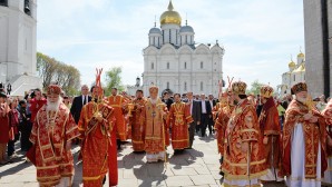 Primate of Russian Orthodox Church celebrates Liturgy at the Cathedral of Dormition in the Moscow Kremlin
