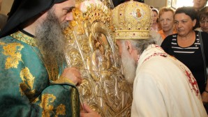 Patriarch Irenaeus of Serbia celebrates at the Belgrade Representation of the Russian Orthodox Church