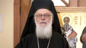 His Holiness Patriarch Kirill greets Primate of the Albanian Orthodox Church on his Name Day