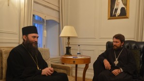 Metropolitan Hilarion of Volokolamsk meets with hegumen of Hilandar Monastery