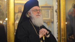 His Holiness Patriarch Kirill greets Primate of Albanian Orthodox Church with his 90th birthday